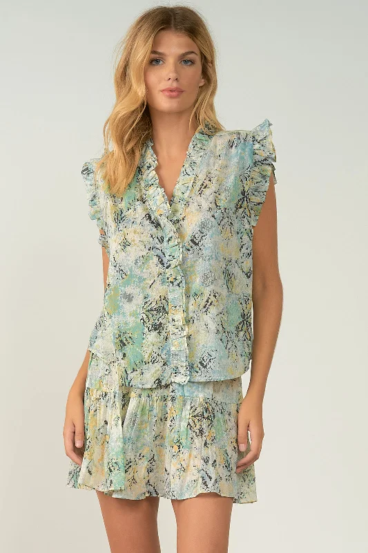Ruffled Edge Top Sharp Women's Italian