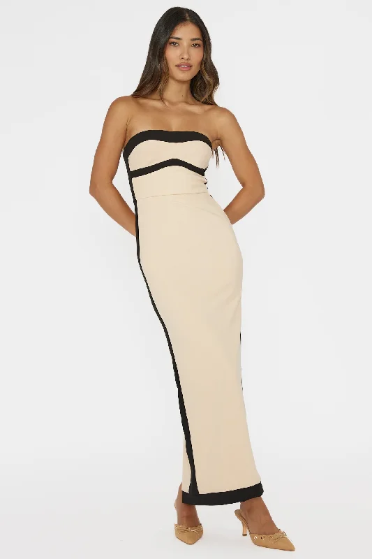 Tenika Strapless Bodycon Maxi Dress Nude Earthy Women's 