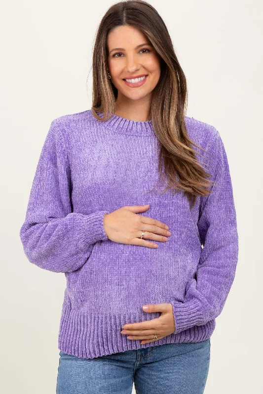 Lavender Chenille Knit Maternity Sweater Business