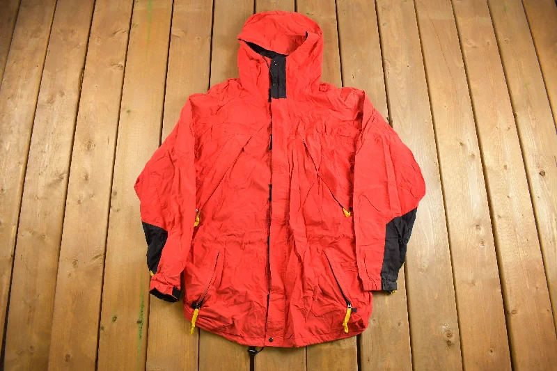Vintage 1990s Blank Red Windbreaker Jacket Classic Women's Tweed