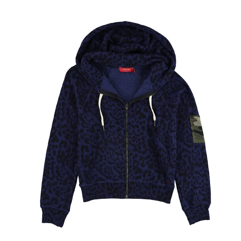 n:philanthropy Womens Leopard Hoodie Sweatshirt, Blue, Small Gym Gym