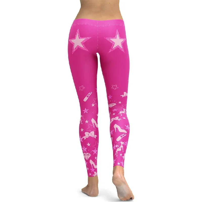Pink Doll Leggings Streetwear Style for  Streetwear Style for 