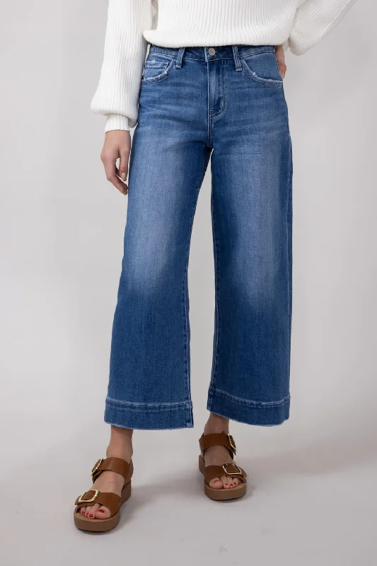 Flying Monkey High-Rise Dark Wash Cropped Wide Leg Trousers for Women | F6034 Scandinavian Flying Monkey High-Rise Dark Wash Cropped Wide Leg Trousers for Women | F6034 Scandinavian