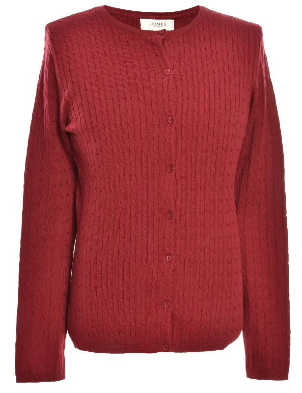 Button Through Maroon Cardigan - L French