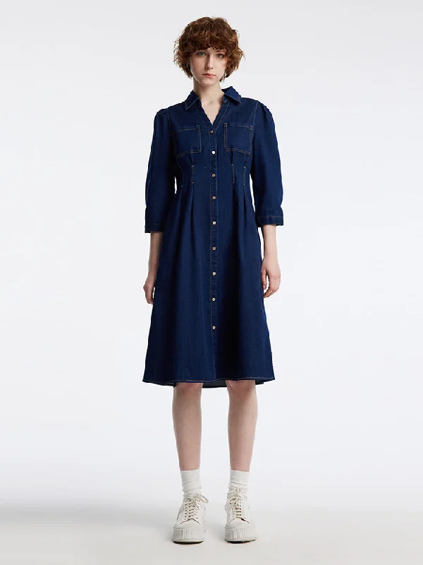Gathered Waist Denim Mini Dress Australian Beach
