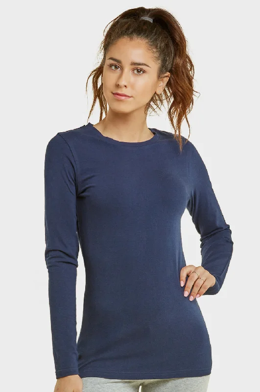 SOFRA LADIES LONG SLEEVE CLASSIC FIT CREW NECK T-SHIRT (TR025) Practical Women's Quick - dry