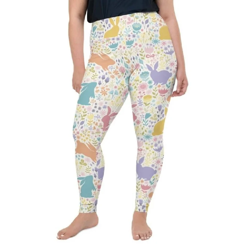 Pastel Easter Garden Plus Size Leggings Dapper Women's Bow - adorned
