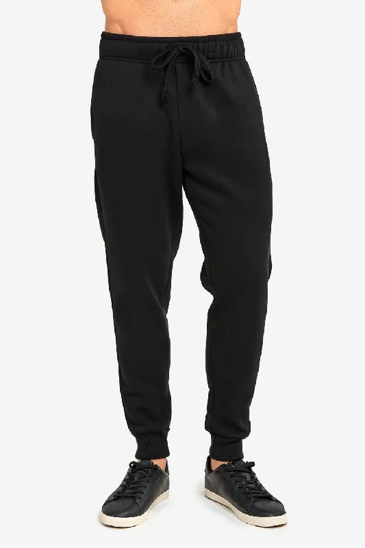 KNOCKER MEN'S HEAVY WEIGHT JOGGER FLEECE SWEATPANTS (SP1100_BLACK) Cool Women's Skate