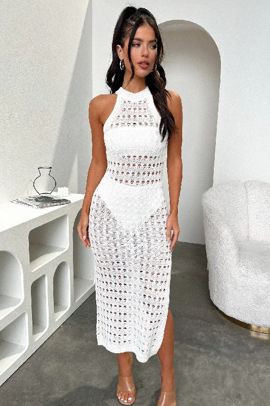 Lannon Midi Dress - White Preppy Women's College