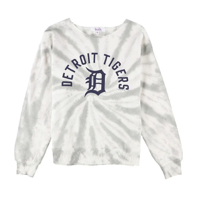 Touch Womens Detroit Tigers Tie Dye Sweatshirt, Grey, Medium Unique Women's Upcycled