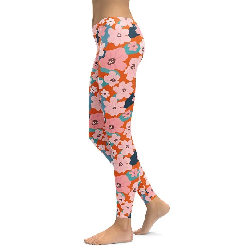 Vintage Floral Leggings Modern Women's 