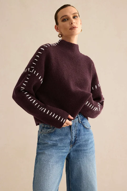 Contrast Sweater Long-Sleeve Top Refined Women's  Refined Women's 