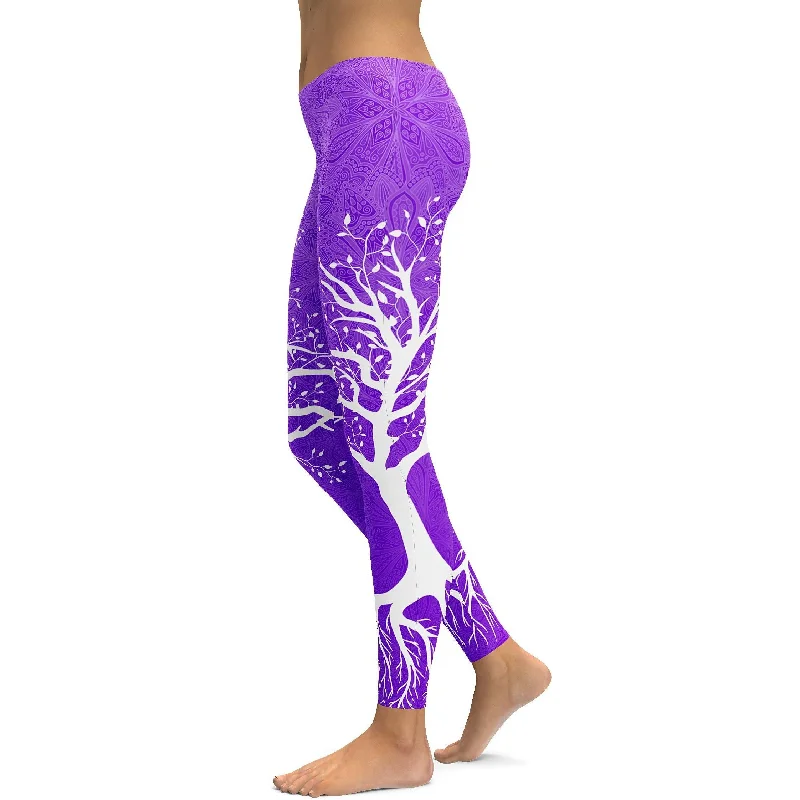 Purple Tree of Life Leggings Dynamic Women's Moto