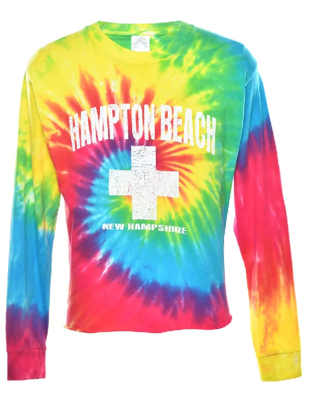 Tie Dyed Hampton Beach Printed T-shirt - M Cozy Women's Sherpa - lined
