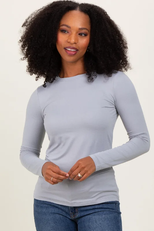 Heather Grey Basic Long Sleeve Top Disco