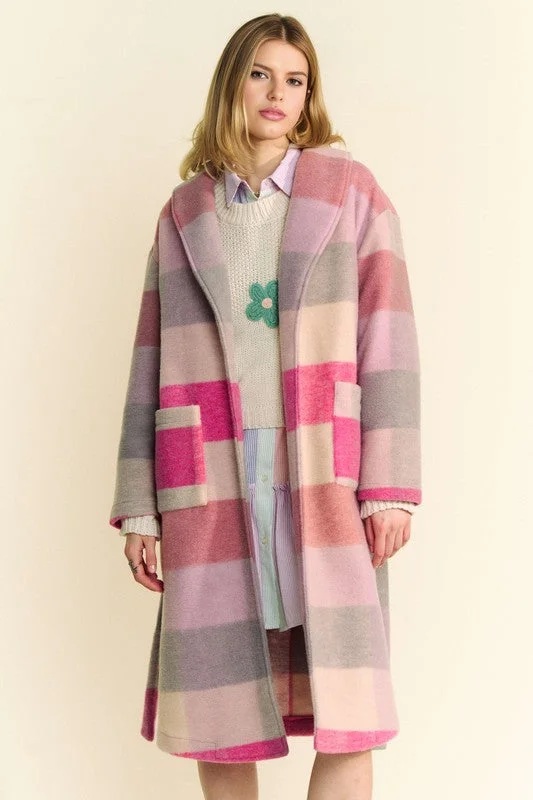 Davi & Dani Tied Color Block Collared Neck Coat Modern Women's Tech