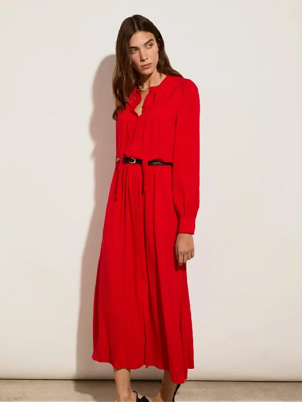Ania LENZING™ ECOVERO™ Dress | Crimson Red Refined Women's Hand - crafted