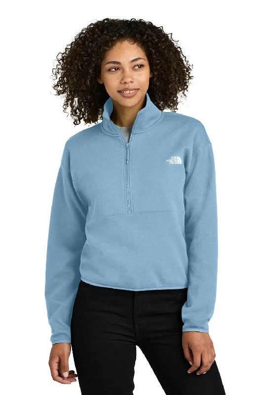The North Face Womens Double Knit 1/4 Zip Fleece Jacket - Steel Blue - New Youthful Women's Pop The North Face Womens Double Knit 1/4 Zip Fleece Jacket - Steel Blue - New Youthful Women's Pop
