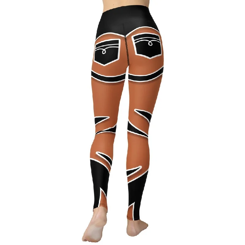 Bold Cut Outs Medium Brown Yoga Leggings Women Women