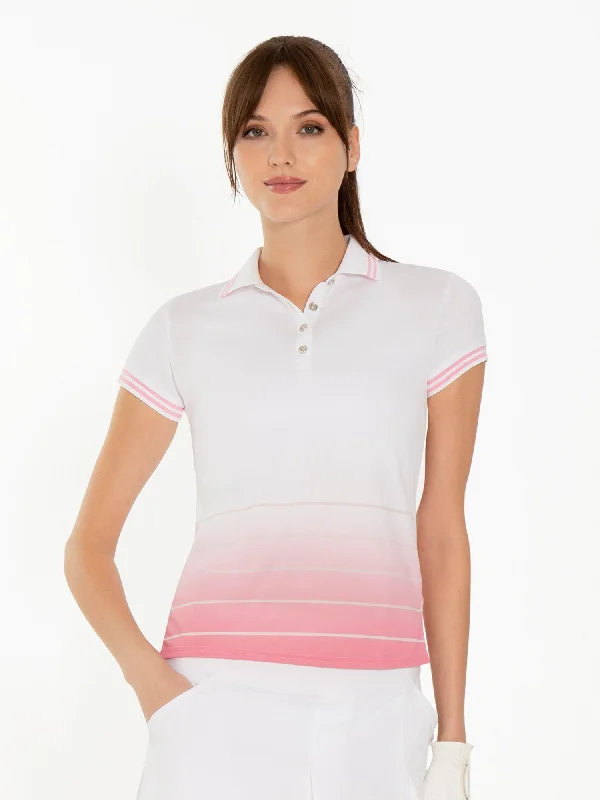 Riley Performance Short Sleeve Polo - Plumeria Ombre Geometric Geometric