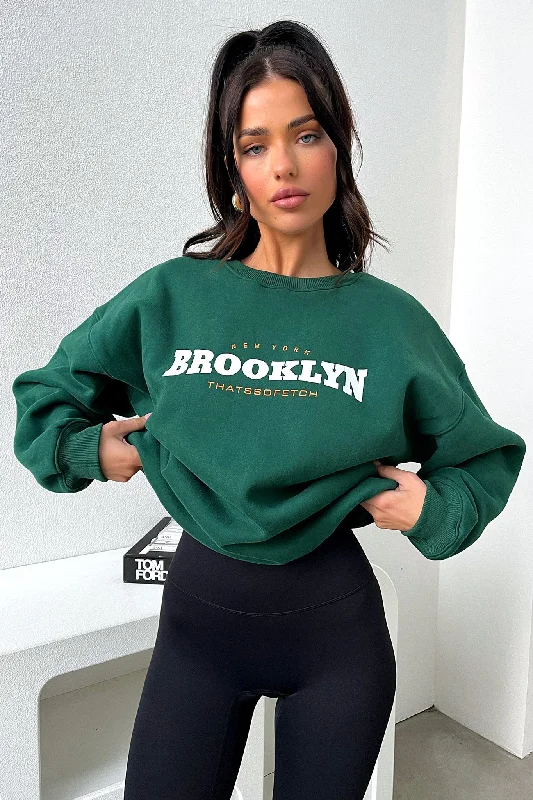Brooklyn Crewneck - Emerald Polished Women's Silk