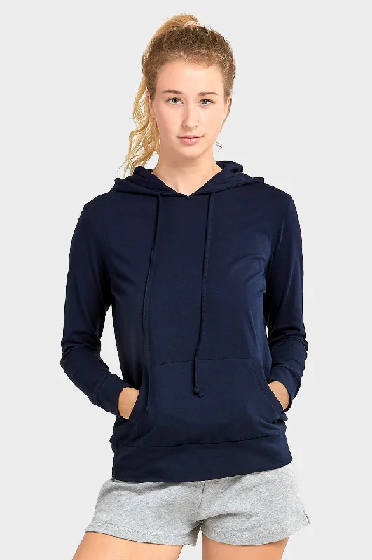 SOFRA LADIES SINGLE JERSEY PULLOVER HOODIE (HDC7001A_NAVY) Traditional Women's 