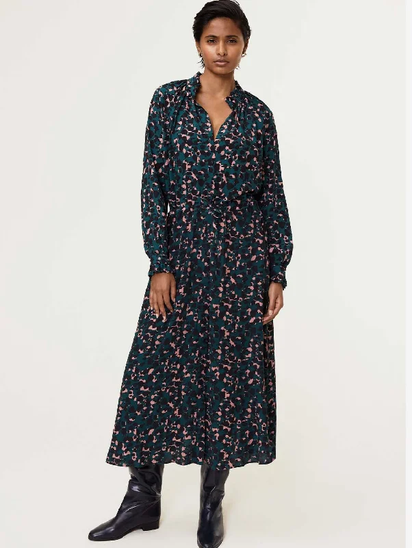 Luna LENZING™ ECOVERO™ Midi Dress | Cedar Ink Print Practical Women's Quick - dry