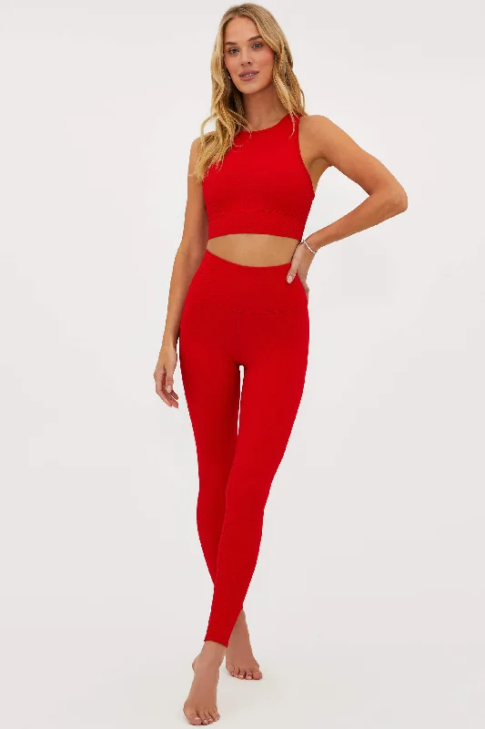 Piper Legging Merry Red Waffle Refined Women's 