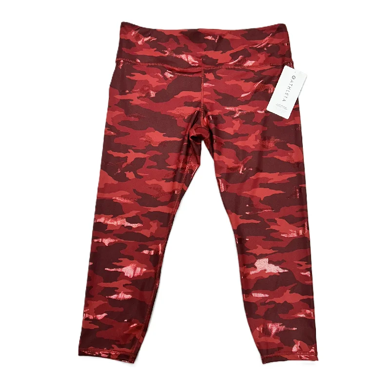 Athletic Leggings Capris By Athleta In Red, Size: Xl Artistic Women's Hand - painted