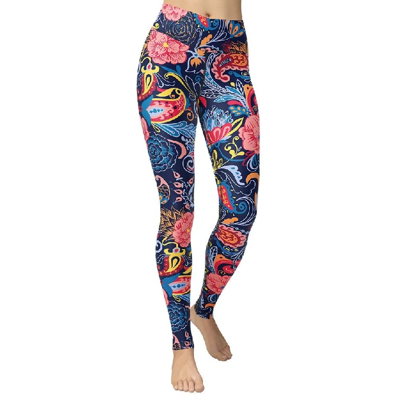 Art Deco Floral Yoga Leggings Tough Women's Military - inspired