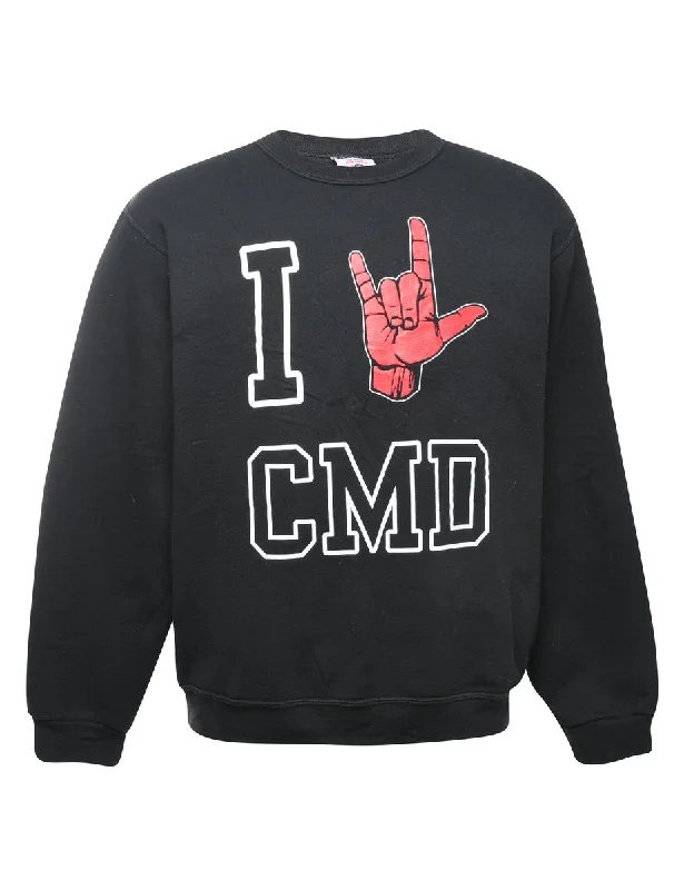 Black Printed Sweatshirt - M Adventure