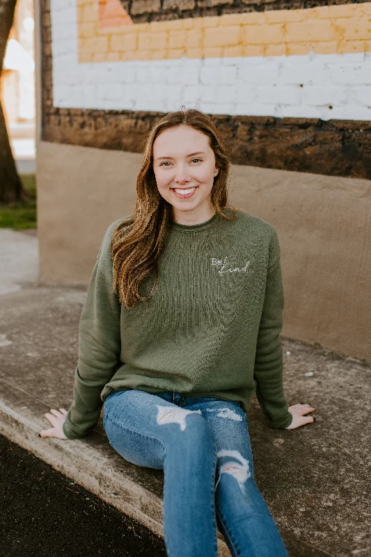 Be Kind {Embroidered Crewneck Fleece} Relaxed Women's Beachy