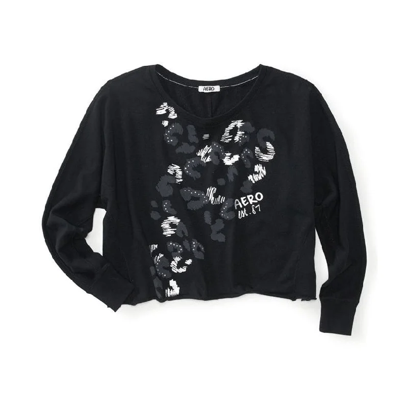Aeropostale Womens Cropped Cut Off Wide Fit Sweatshirt Women