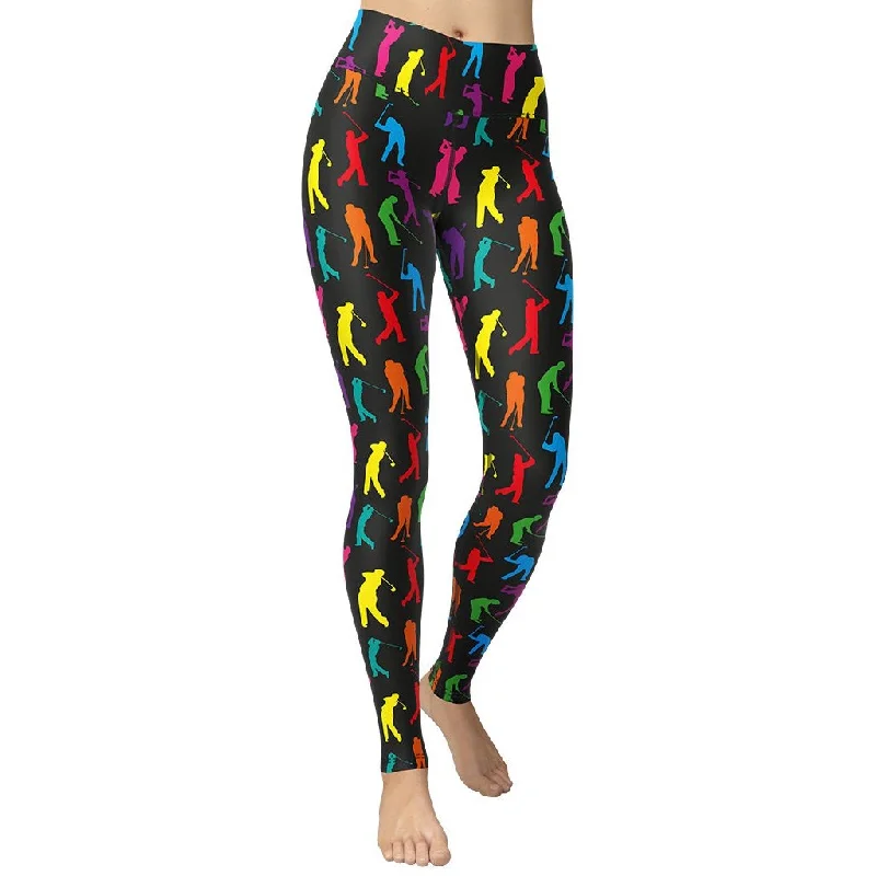 Golfer Pattern Yoga Leggings Sharp Women's Italian
