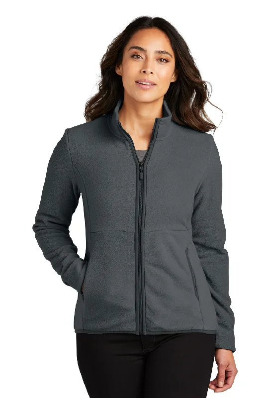 Port Authority Womens Connection Pill Resistant Fleece Full Zip Jacket - Charcoal Grey Gym