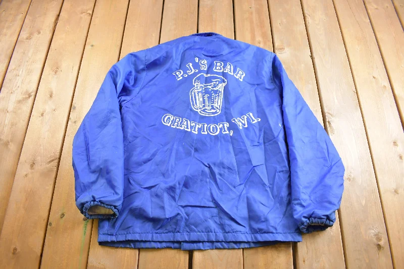 Vintage 1980s P.J.'s Bar Gratiot WI Fleece Lined Windbreaker Jacket Refined Women's Classic 