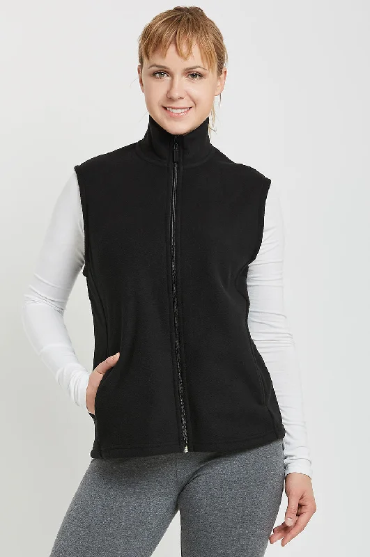 SOFRA LADIES POLAR FLEECE VEST (LPF100_BLACK) Classic Women's Pin - striped