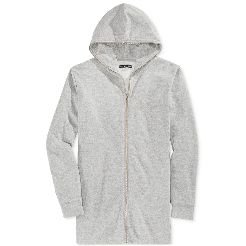Jaywalker Womens Extended Zip Hoodie Sweatshirt, Grey, Large Geometric