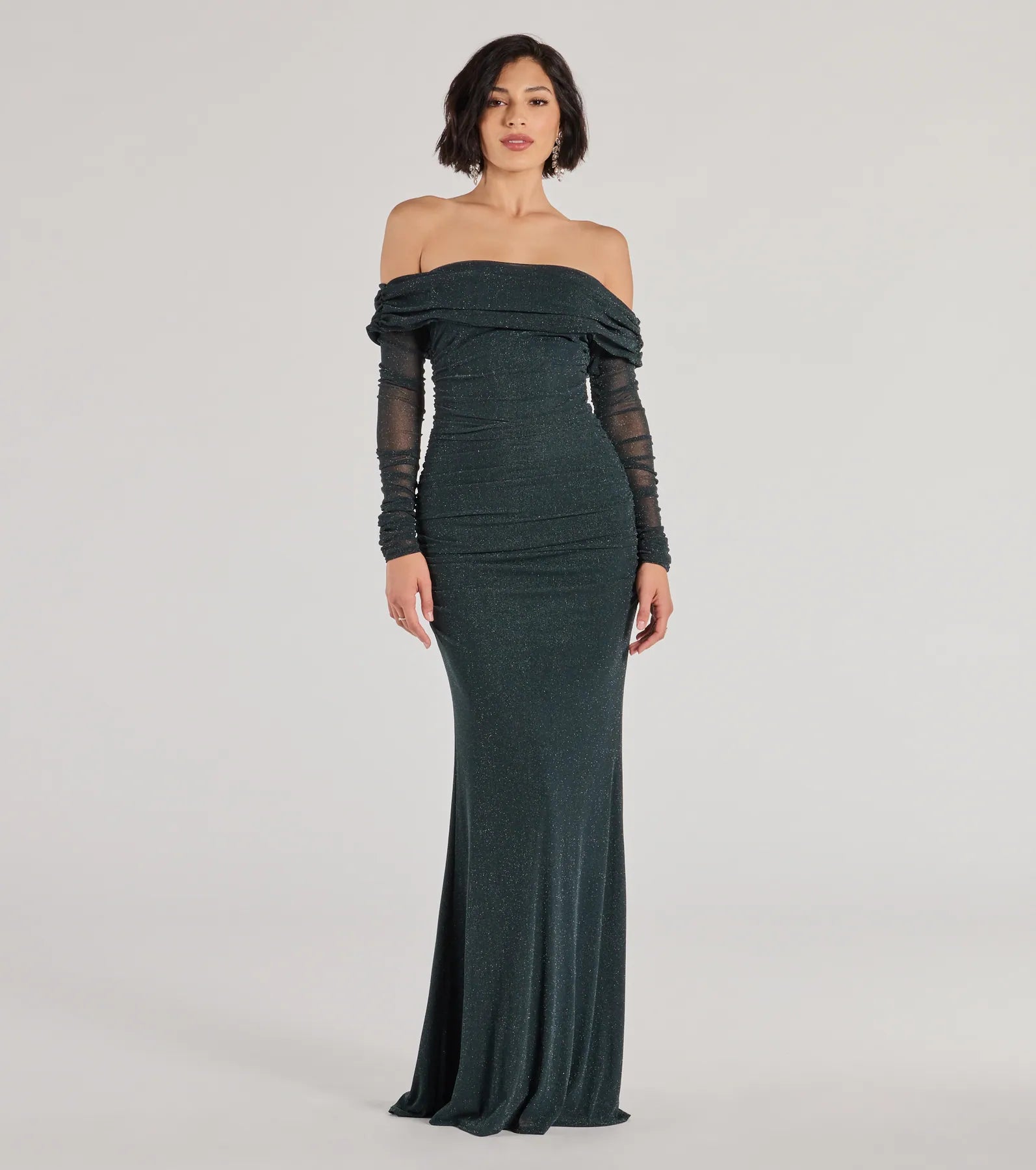 Tova Off The Shoulder Glitter Mermaid Dress Modern Women's 