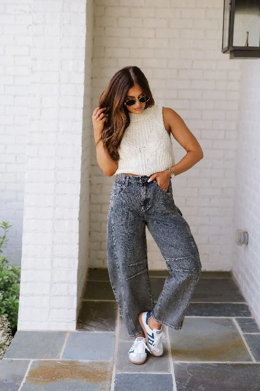 Baggy Barrel Jeans Sleek Women's Metallic