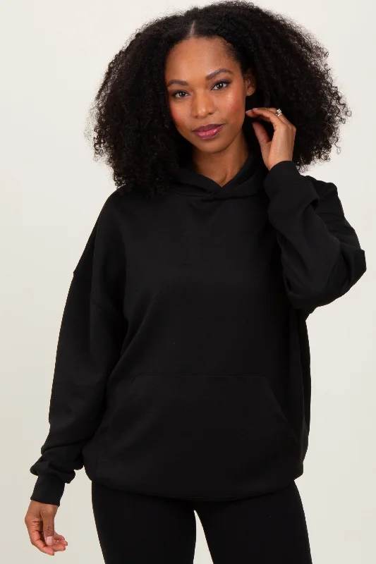 Black Basic Hoodie Sweatshirt Practical Women's Quick - dry