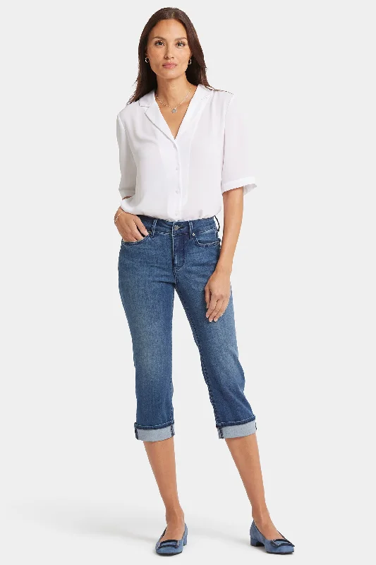 Marilyn Straight Crop Jeans In Petite - Blue Ridge Geometric