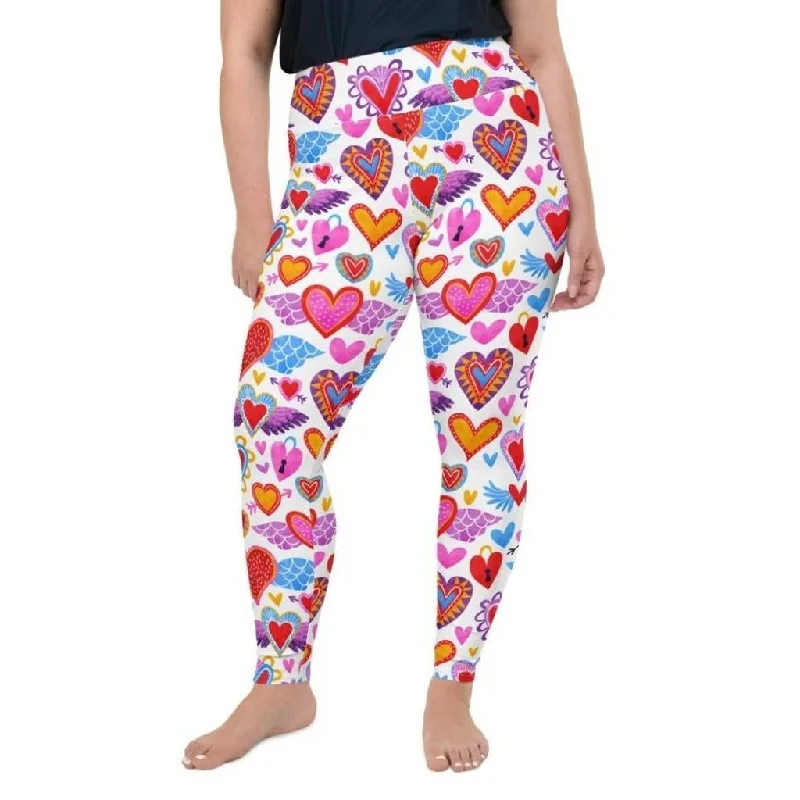 Heart Pattern Plus Size Leggings Refined Women's 