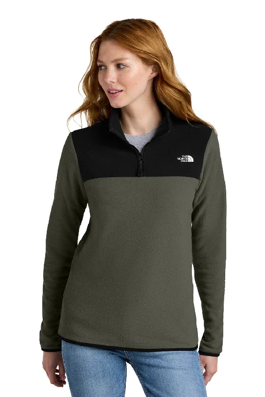 The North Face Womens Glacier Fleece 1/4 Zip Jacket - New Taupe Green/Black - New Streetwear Style for 