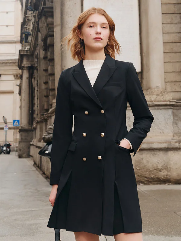 Double-Breasted Woolen Blazer Mini Dress Scandinavian