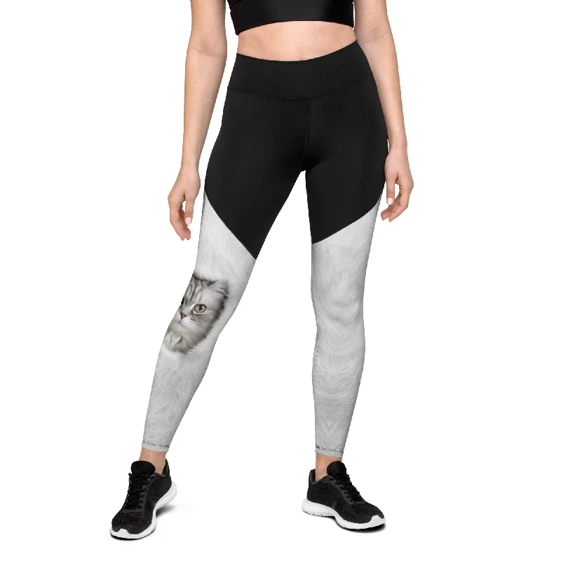 Cute Cozy Cat Compression Leggings Laid - back Women's Style