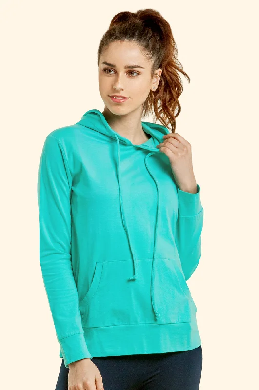 SOFRA LADIES SINGLE JERSEY PULLOVER HOODIE (HDC7001A_MINT) Trendy Women's 