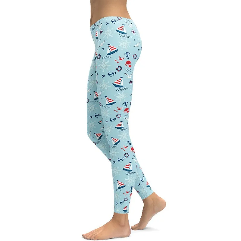 Sailing Boats Leggings Bohemian Women's Free