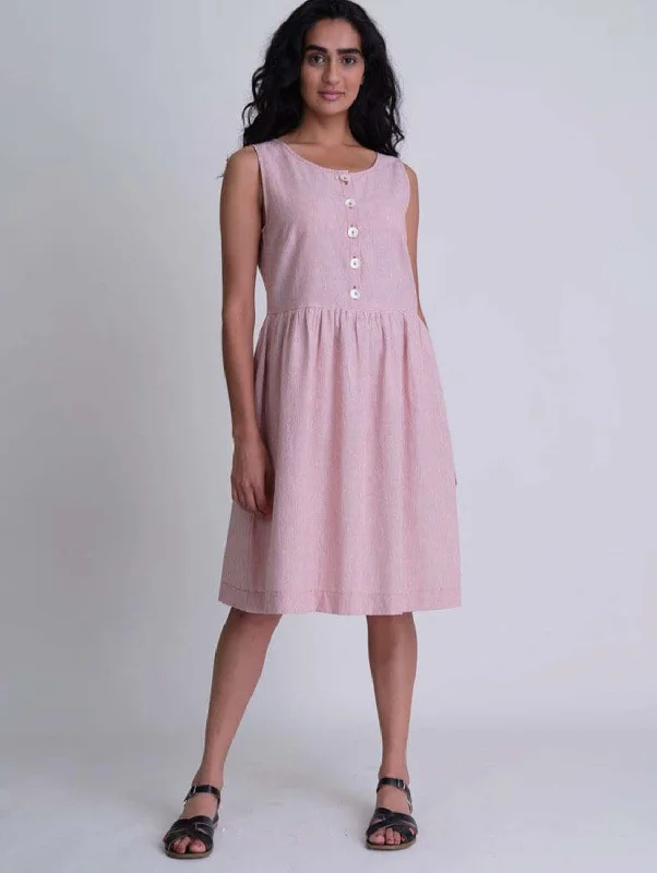Faye Cotton Striped Day Dress | Rust Adventure