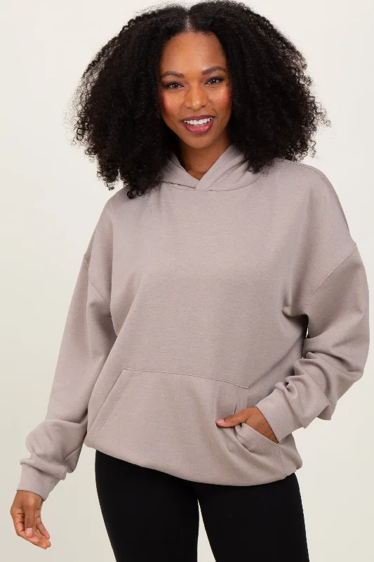 Beige Basic Hoodie Sweatshirt Business